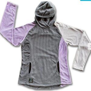 Skygoat Women's Microgrid Fleece CAMP Hoodie No Thumbholes Lavender Grey NWT